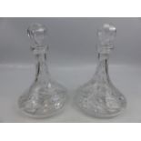 Two moulded glass ships decanters