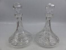 Two moulded glass ships decanters