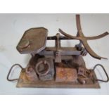 Set of Victorian cast iron weighing scales