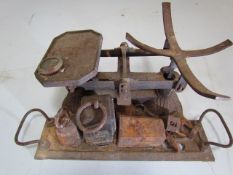 Set of Victorian cast iron weighing scales