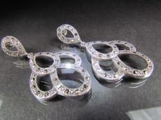 Pair of silver (925) and marcasite art deco style earrings