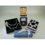 Five boxes of costume jewellery to include Attwood and Sayer Brooch, Jon Richard Necklace and