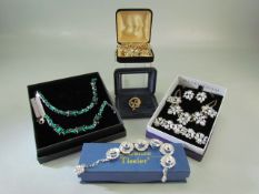 Five boxes of costume jewellery to include Attwood and Sayer Brooch, Jon Richard Necklace and