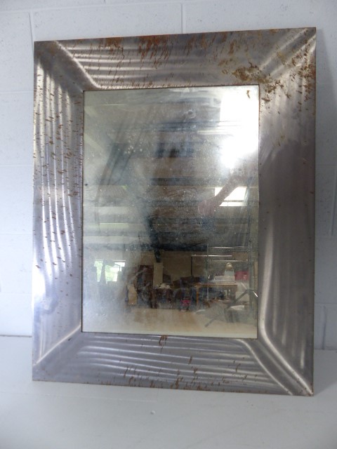 Brushed Steel framed mirror - Image 2 of 3