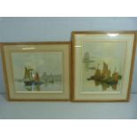 Rene Coulon - Signed Print and one other of vessels in a harbour.