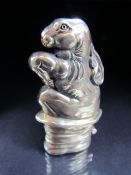 Brass vesta case in the form of a rabbit and a hat