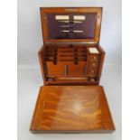 Oak cased Campaign Writing / Stationary box. Comes with bone paper knife, fountain pens and