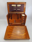 Oak cased Campaign Writing / Stationary box. Comes with bone paper knife, fountain pens and