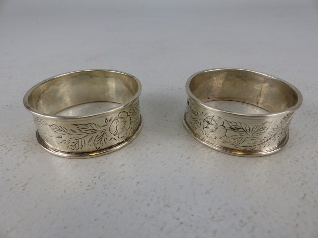 Pair of hallmarked silver matching napkin rings