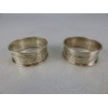Pair of hallmarked silver matching napkin rings