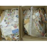 Large selection of loose stamps across two boxes