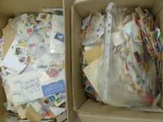 Large selection of loose stamps across two boxes