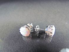 Pair of silver (925) and opal stud earrings