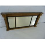 Antique three panelled gilt and gesso mirror