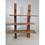 Hardwood shelving unit in a pyramid design