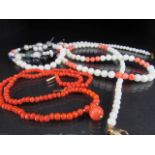 Victorian 9ct Gold Childs approx 15" Coral Beaded necklace with an approx 7.7mm drop bead and a