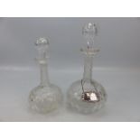 Antique decanters - one with silver whisky label