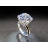 Silver (925) and substantial CZ single stone ring of approx 7cts