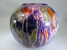 West German marbled globular vase