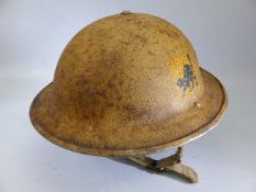 British WW2 style 8th army helmet with the 'Desert Rats' logo to side.