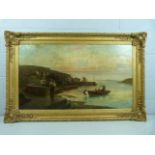 HENRY J BOEL - Oil on canvas depicting Newlyn Harbour, cornwall. Signed to lower left. Approx