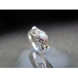 Silver (925) CZ and Opal set ring in the art deco style