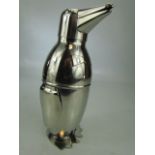Silver-plated cocktail shaker in the form of a penguin