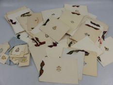 Military Ephemera to include Officers Christmas cards and many regimental ribbons and insignia