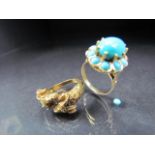 Two Gold Rings - (1) 18K High quality double rams head ring (Adjustable) approx weight 6g. (2)