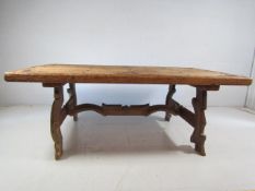 Large middle eastern style wooden table with Yoke style legs