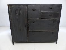 Industrialist style black metal sideboard with cupboards and drawers