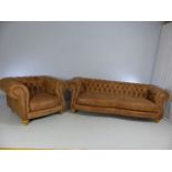Modern chesterfield suite comprising of large armchair and three seater sofa