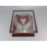 Victorian handmade cushion deocrated with beads and sequins in the shape of a heart 'To My Mother'