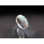Silver five stone Opal dress ring