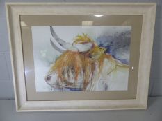 Highland bull print framed and glazed