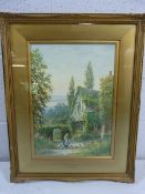 ALBERT DUNINGTON - Watercolour depicting a cottage scene framed and glazed. Approx dimensions inc