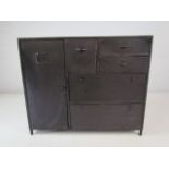 Industrialist style black metal sideboard with cupboards and drawers