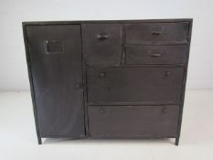 Industrialist style black metal sideboard with cupboards and drawers