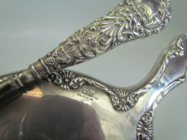 Hallmarked silver mirror, similar button pull and two spoons. - Image 3 of 3