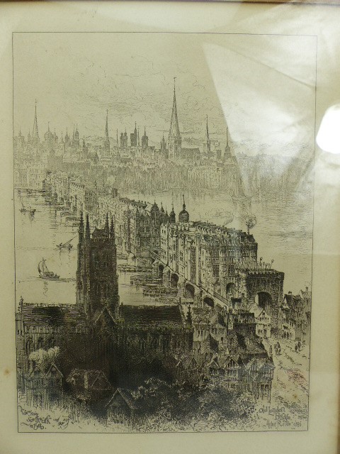 Herbert Railton - Engraving depicting Old London Bridge. - Image 2 of 3