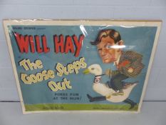 Reproduction poster of Will Hay 'The Goose Steps Out' quad poster
