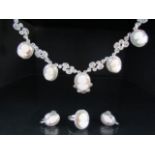 Shell Cameo jewellery set. Comprising of Ring, earring and necklace set