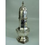 Hallmarked silver sugar Shaker with pierced work top. Hallmarks for Chester 1908, Martin, Hall &