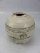 Blue and White oriental ginger vase with good age. Missing Cover and marked to base