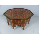 Unusual Middle eastern table of octagonal form with drop finials between each leg.