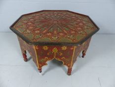 Unusual Middle eastern table of octagonal form with drop finials between each leg.