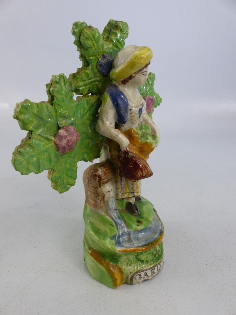 Staffordshire early 19th century figure titled 'Gardners' of a lady surrounded by Bocage. The - Image 2 of 7