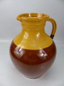 Large Earthenware coloured vase with loop handle