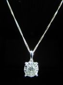 18ct White Gold Pendant set with cental diamond (approx .5ct) and surrounded by 9 diamonds of approx