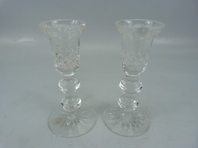 Waterford crystal pair of glass candlesticks